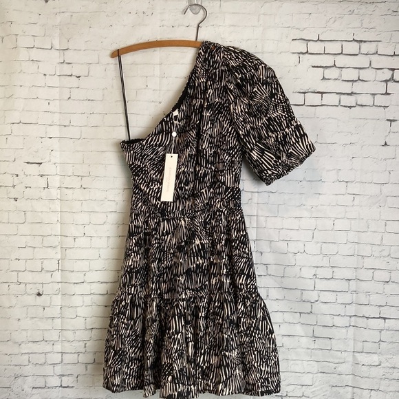 Jonathan Simkhai NWT Adriana Mini Dress Abstract Fern XS Asymmetrical Old Money - Picture 6 of 16